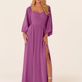 Chiffon Bridesmaid Dress with Bishop Sleeves Madeline Gardner
