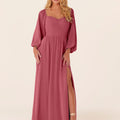 Chiffon Bridesmaid Dress with Bishop Sleeves Madeline Gardner