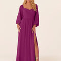 Chiffon Bridesmaid Dress with Bishop Sleeves Madeline Gardner