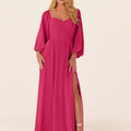 Chiffon Bridesmaid Dress with Bishop Sleeves Madeline Gardner