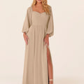 Chiffon Bridesmaid Dress with Bishop Sleeves Madeline Gardner