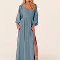 Chiffon Bridesmaid Dress with Bishop Sleeves Madeline Gardner
