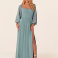 Chiffon Bridesmaid Dress with Bishop Sleeves Madeline Gardner