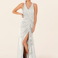 Luxe Satin Bridesmaid Dress with Ruffle Detail Madeline Gardner