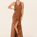 Luxe Satin Bridesmaid Dress with Ruffle Detail Madeline Gardner