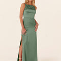 Luxe Satin Bridesmaid Dress with Strappy Back Madeline Gardner
