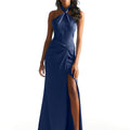 Luxe Satin Twisted Halter Bridesmaid Dress Madeline Gardner