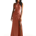 Luxe Satin Twisted Halter Bridesmaid Dress Madeline Gardner