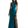 Luxe Satin Twisted Halter Bridesmaid Dress Madeline Gardner