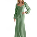 Long Sleeve Luxe Satin Bridesmaid Dress with Cowl Neck Morilee