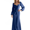 Long Sleeve Luxe Satin Bridesmaid Dress with Cowl Neck Morilee