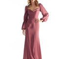 Long Sleeve Luxe Satin Bridesmaid Dress with Cowl Neck Morilee