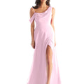 Chiffon Bridesmaid Dress with Asymmetric Draped Neckline Morilee