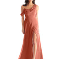 Chiffon Bridesmaid Dress with Asymmetric Draped Neckline Morilee