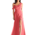 Chiffon Bridesmaid Dress with Asymmetric Draped Neckline Morilee