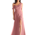 Chiffon Bridesmaid Dress with Asymmetric Draped Neckline Morilee