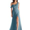 Chiffon Bridesmaid Dress with Asymmetric Draped Neckline Morilee