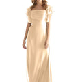 Chiffon Bridesmaid Dress with Straight Neckline and Ruffle Sleeves Morilee