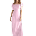 Chiffon Bridesmaid Dress with Straight Neckline and Ruffle Sleeves Morilee