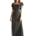 Chiffon Bridesmaid Dress with Straight Neckline and Ruffle Sleeves Morilee