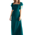 Chiffon Bridesmaid Dress with Straight Neckline and Ruffle Sleeves Morilee
