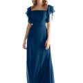 Chiffon Bridesmaid Dress with Straight Neckline and Ruffle Sleeves Morilee