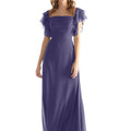 Chiffon Bridesmaid Dress with Straight Neckline and Ruffle Sleeves Morilee
