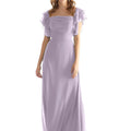 Chiffon Bridesmaid Dress with Straight Neckline and Ruffle Sleeves Morilee