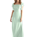 Chiffon Bridesmaid Dress with Straight Neckline and Ruffle Sleeves Morilee