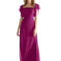 Chiffon Bridesmaid Dress with Straight Neckline and Ruffle Sleeves Morilee
