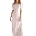 Chiffon Bridesmaid Dress with Straight Neckline and Ruffle Sleeves Morilee