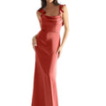Luxe Satin Bridesmaid Dress with Ruffled Straps Morilee