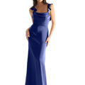 Luxe Satin Bridesmaid Dress with Ruffled Straps Morilee