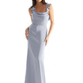 Luxe Satin Bridesmaid Dress with Ruffled Straps Morilee