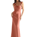 Luxe Satin Bridesmaid Dress with Ruffled Straps Morilee