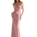 Luxe Satin Bridesmaid Dress with Ruffled Straps Morilee
