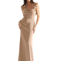 Luxe Satin Bridesmaid Dress with Ruffled Straps Morilee