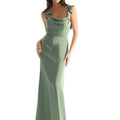 Luxe Satin Bridesmaid Dress with Ruffled Straps Morilee