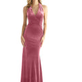 Halter Neck Stretch Velvet Sheath Bridesmaid Dress Morilee
