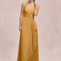 V-Neck Chiffon Bridesmaid Dress with Cascading Ruffle Morilee