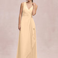 V-Neck Chiffon Bridesmaid Dress with Cascading Ruffle Morilee