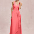 V-Neck Chiffon Bridesmaid Dress with Cascading Ruffle Morilee