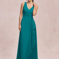 V-Neck Chiffon Bridesmaid Dress with Cascading Ruffle Morilee