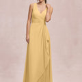 V-Neck Chiffon Bridesmaid Dress with Cascading Ruffle Morilee