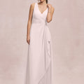 V-Neck Chiffon Bridesmaid Dress with Cascading Ruffle Morilee