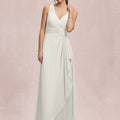 V-Neck Chiffon Bridesmaid Dress with Cascading Ruffle Morilee