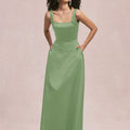 Square Neck Satin Bridesmaid Dress with Detachable Bow Morilee