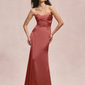 Sweetheart Seam Draped Luxe Satin Bridesmaid Dress Morilee