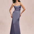 Sweetheart Seam Draped Luxe Satin Bridesmaid Dress Morilee