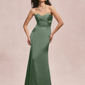 Sweetheart Seam Draped Luxe Satin Bridesmaid Dress Morilee